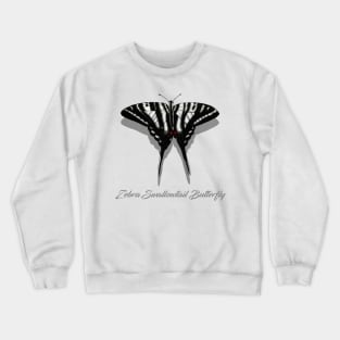 Zebra Swallowtail Butterfly Labeled Crewneck Sweatshirt
